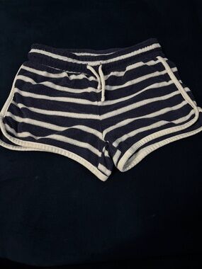 Old Navy Navy and White Terry Cloth Striped Athletic Shorts